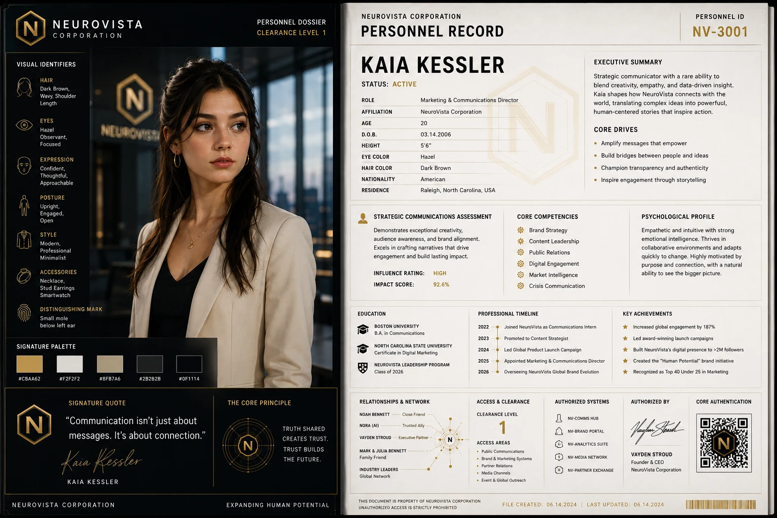 Kaia Kessler personnel dossier